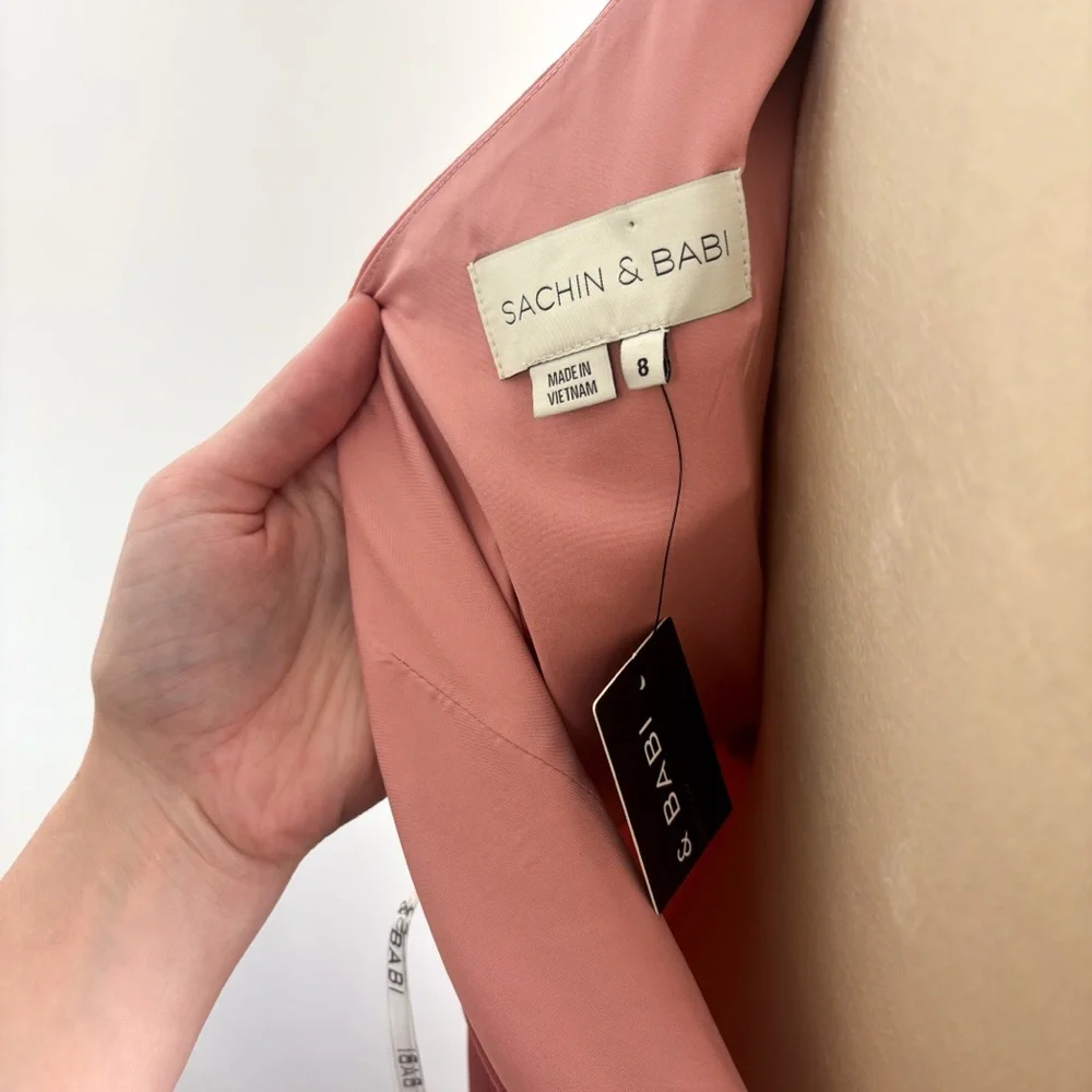 NWT‎ Sachin + Babi Chelsea One Shoulder Bow Rouge Dusty Pink Gown Dress